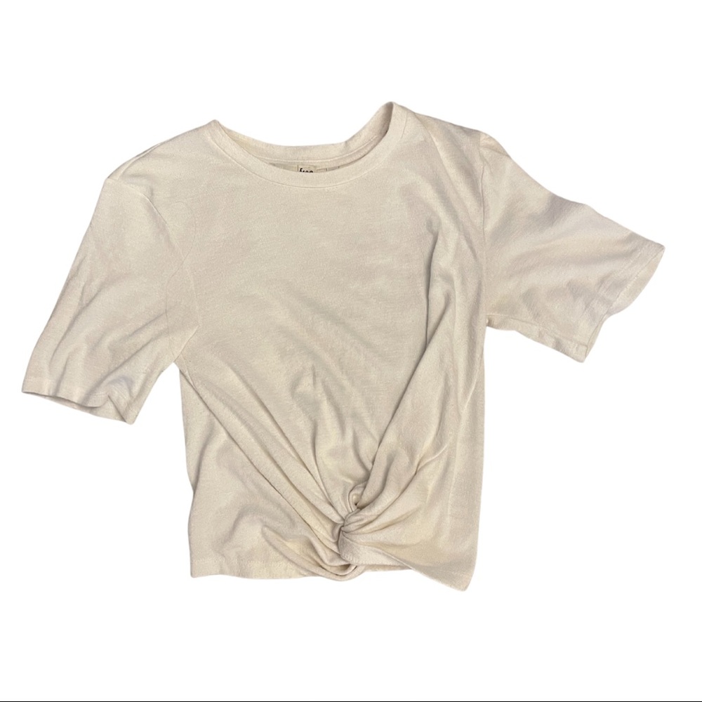 White cropped knot tee